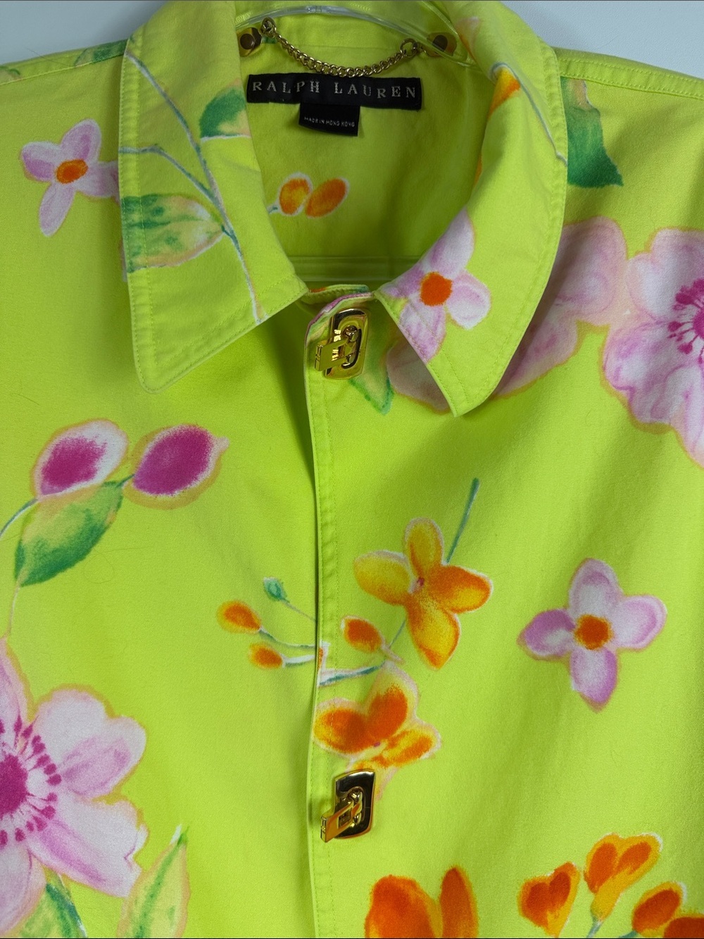Ralph Lauren Black Label Chartreuse Floral Trench Rain Coat Jacket 14 - Picture 6 of 10